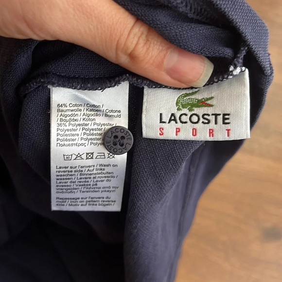 Lacoste Sport Short Sleeve Zip Up Golf Polo w/Pocket and Logo - Picture 9 of 11